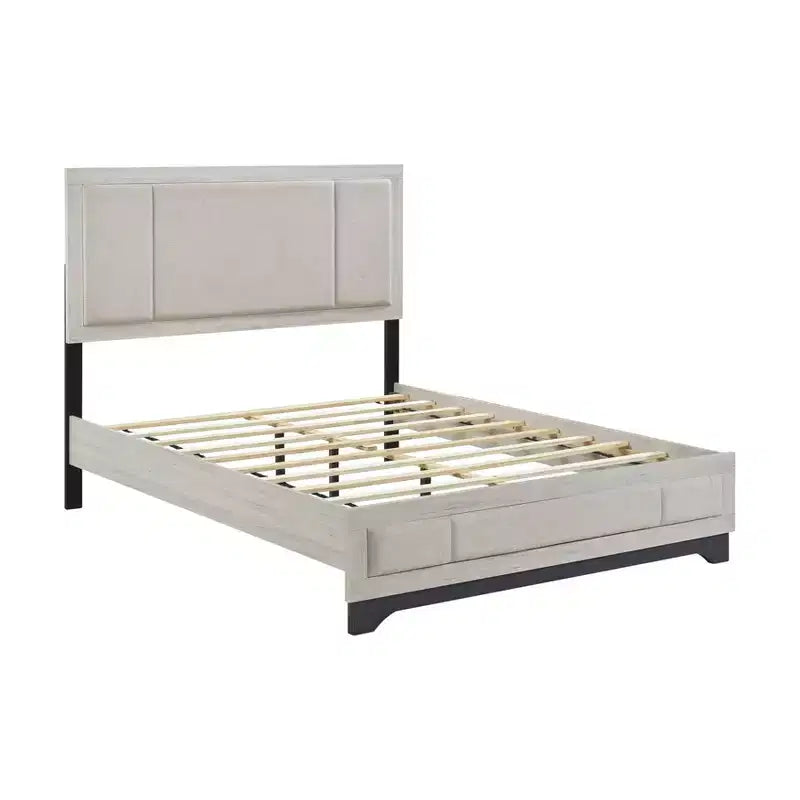 Harper Contemporary Wood Platform Bed with Upholstered Headboard