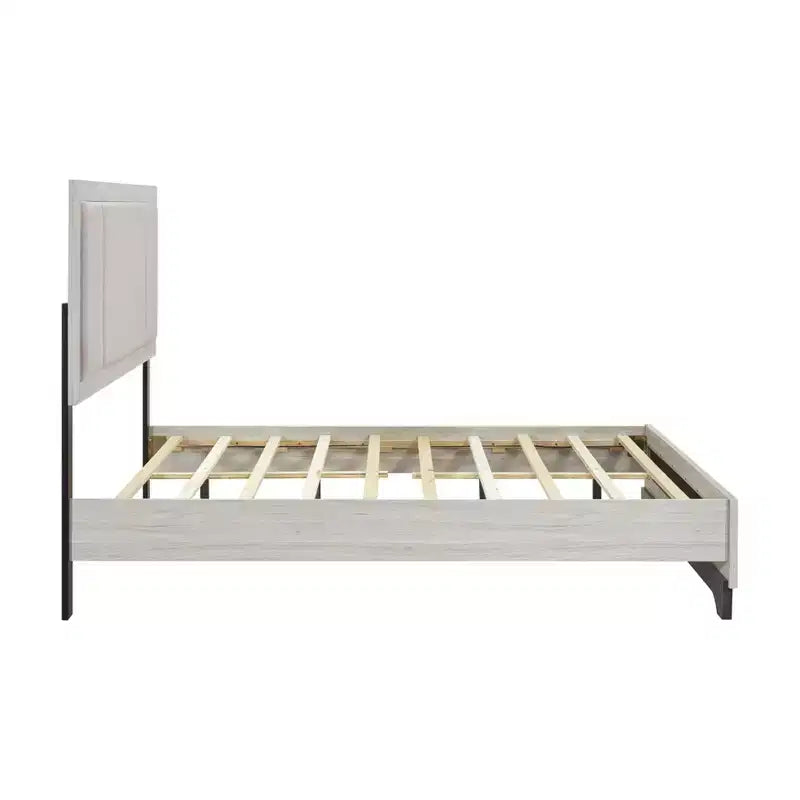 Harper Contemporary Wood Platform Bed with Upholstered Headboard