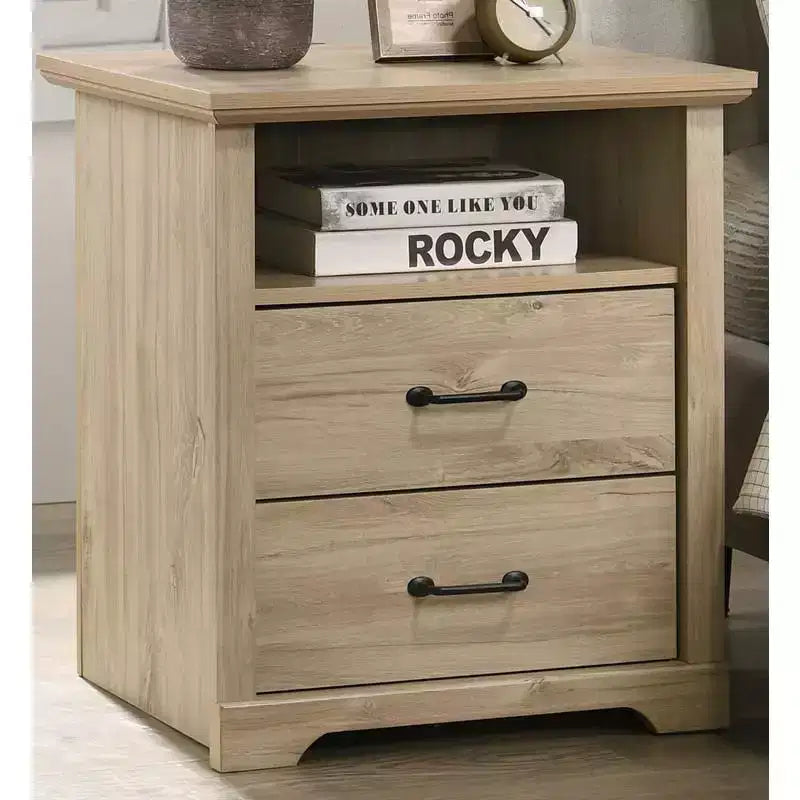 USB Charging 2 Drawer Nightstand for Bedroom Living Room