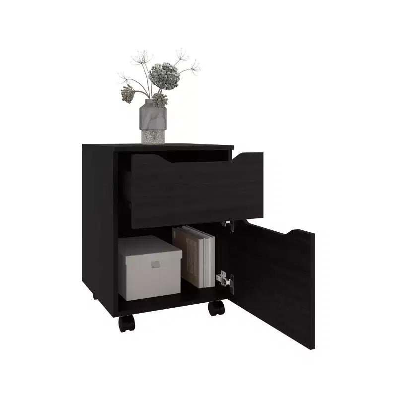 Open Shelves Sleek Modern Nightstand for Bedroom Living Room