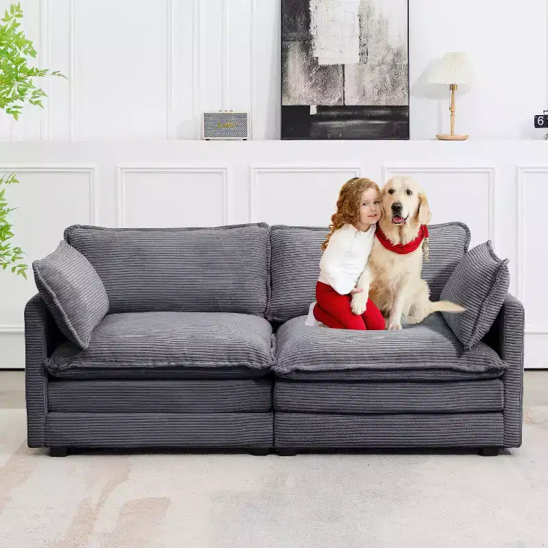 78'' Upholstered Corduroy Reception Loveseat