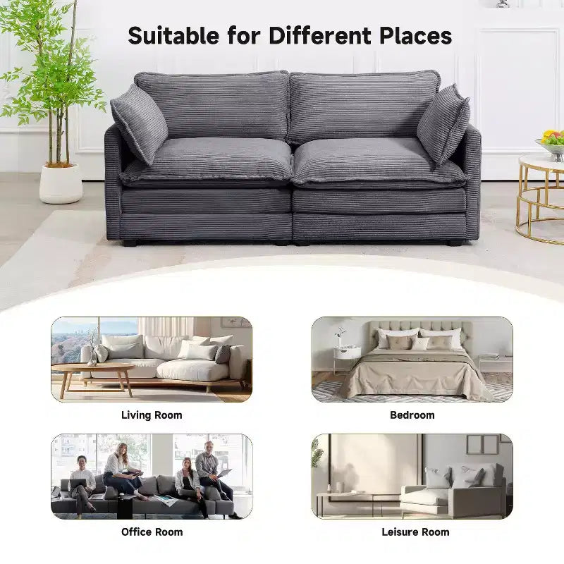 78'' Upholstered Corduroy Reception Loveseat