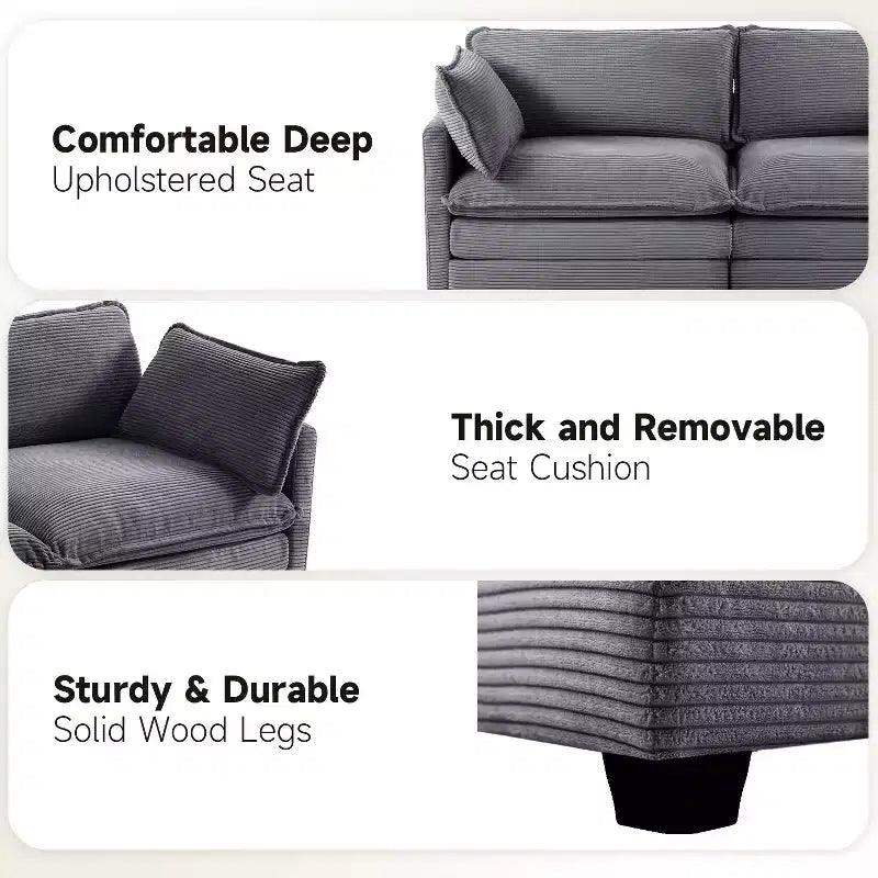 78'' Upholstered Corduroy Reception Loveseat