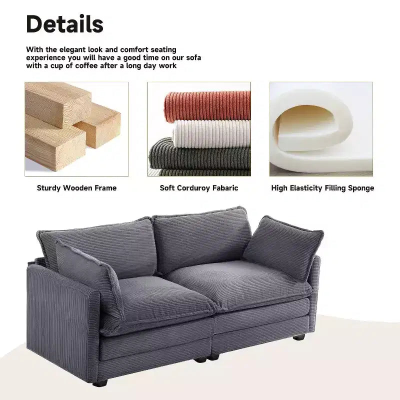 78'' Upholstered Corduroy Reception Loveseat