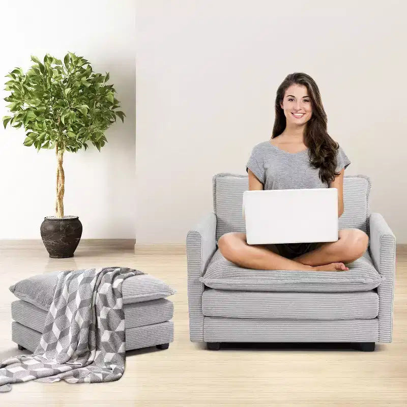 78'' Upholstered Corduroy Reception Loveseat