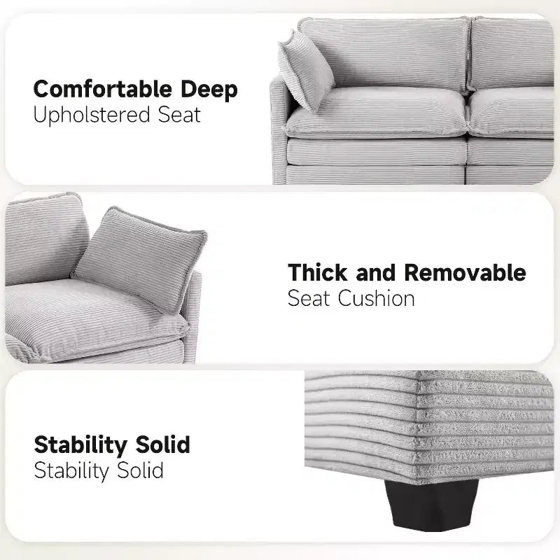 78'' Upholstered Corduroy Reception Loveseat
