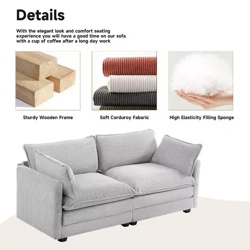 78'' Upholstered Corduroy Reception Loveseat