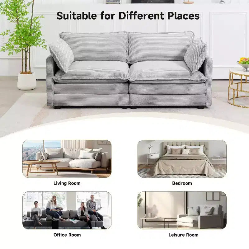 78'' Upholstered Corduroy Reception Loveseat
