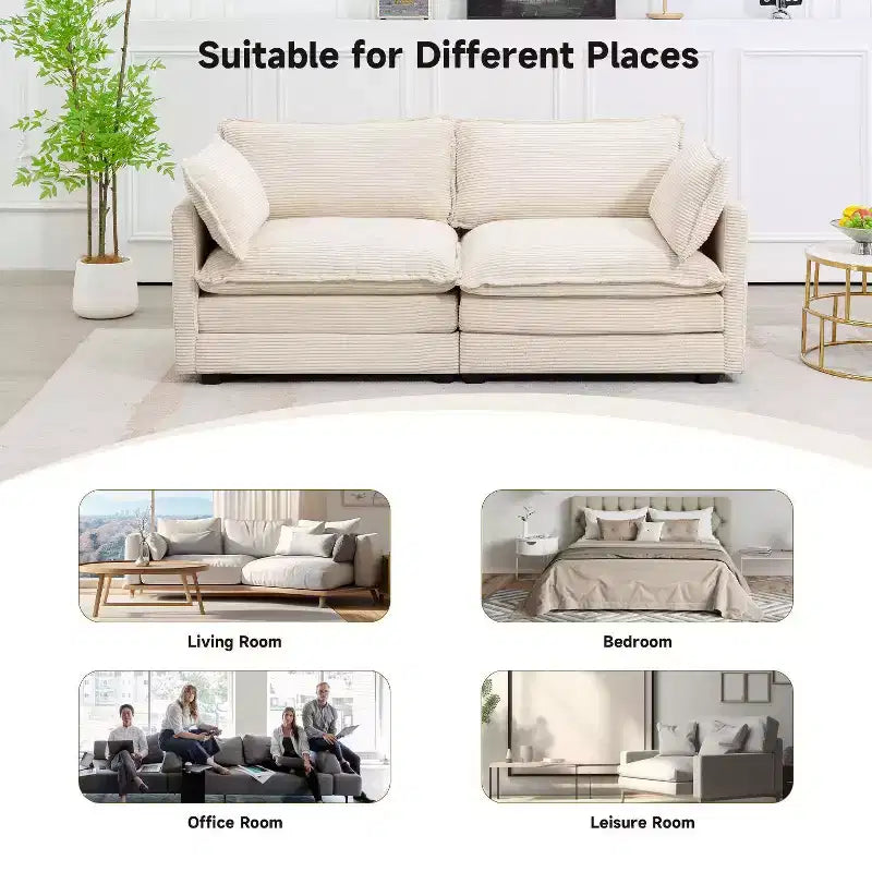 78'' Upholstered Corduroy Reception Loveseat