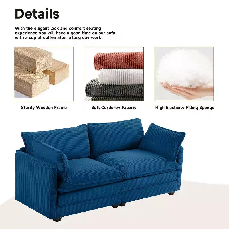 78'' Upholstered Corduroy Reception Loveseat
