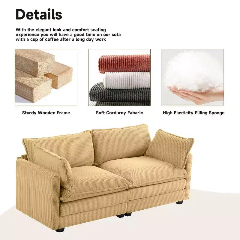 78'' Upholstered Corduroy Reception Loveseat