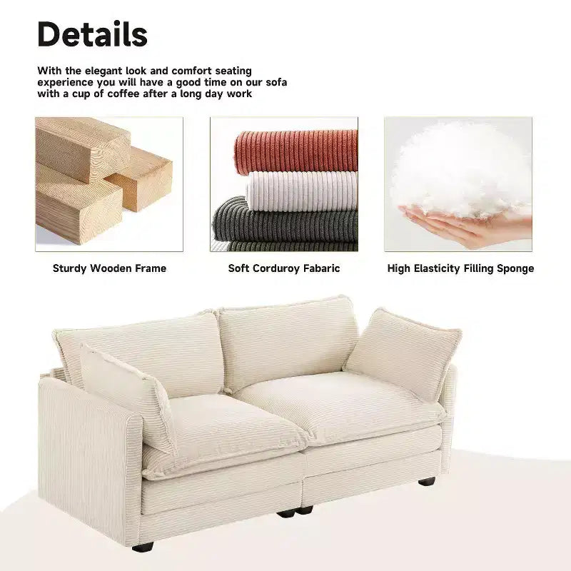 78'' Upholstered Corduroy Reception Loveseat