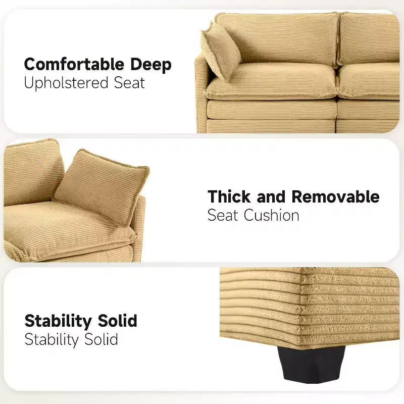 78'' Upholstered Corduroy Reception Loveseat