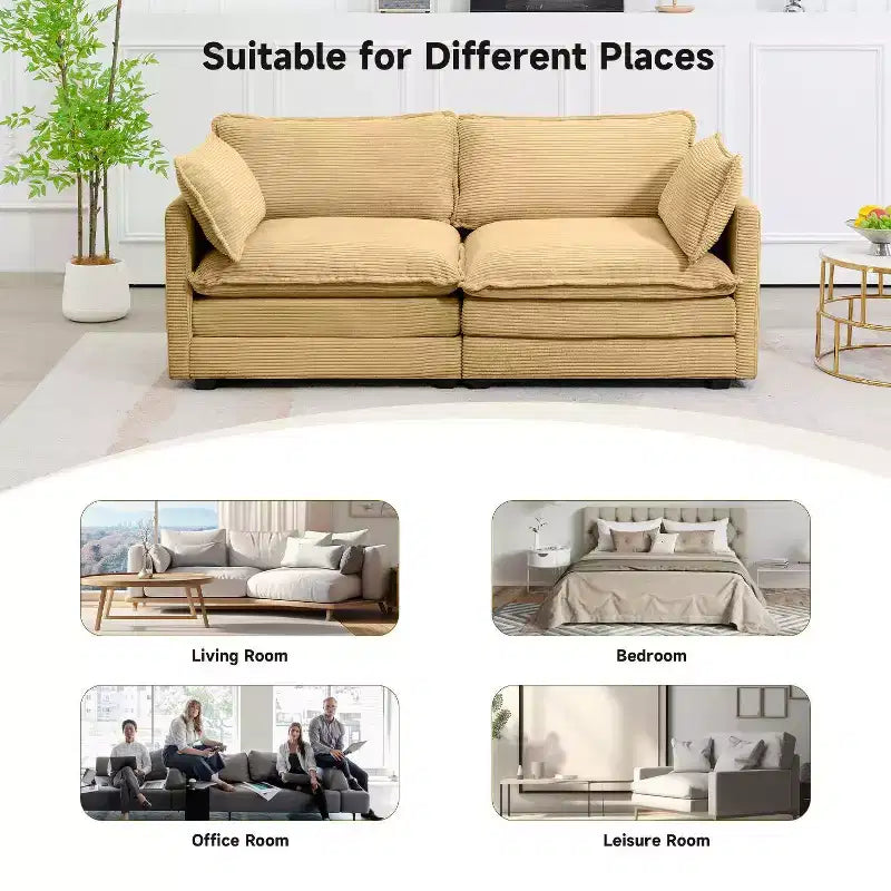 78'' Upholstered Corduroy Reception Loveseat