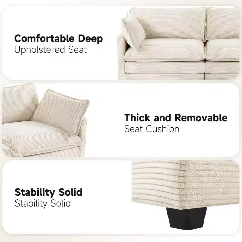 78'' Upholstered Corduroy Reception Loveseat