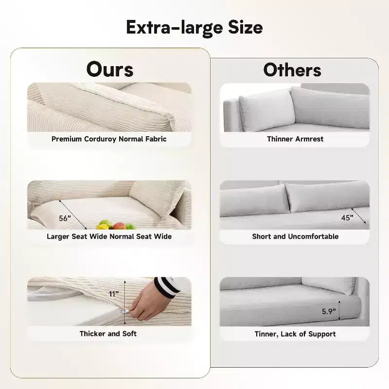 78'' Upholstered Corduroy Reception Loveseat
