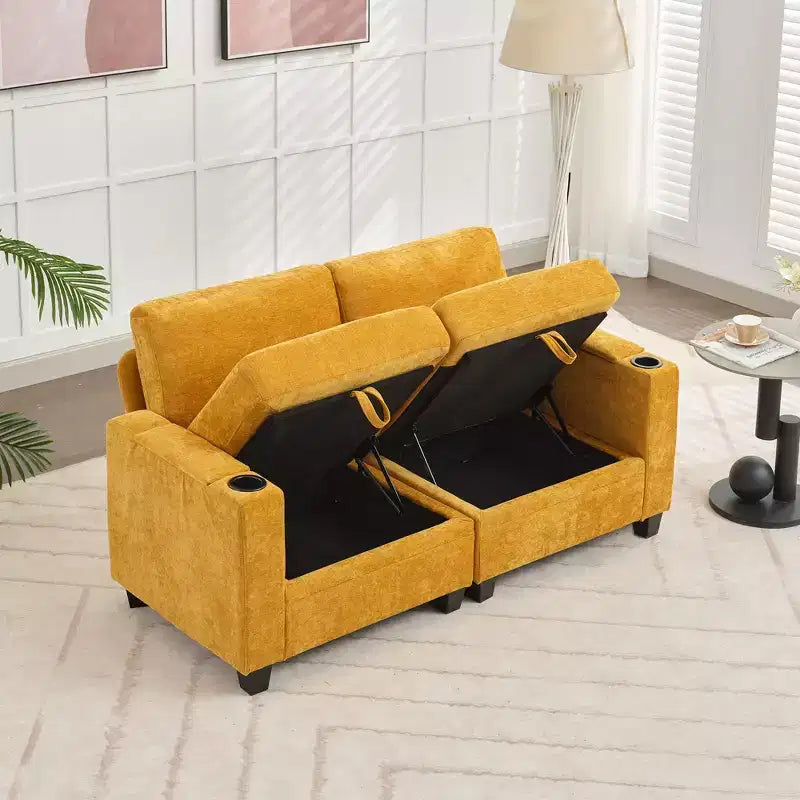 Upholstered Chenille Storage Reception Loveseat for Living Room Bedroom