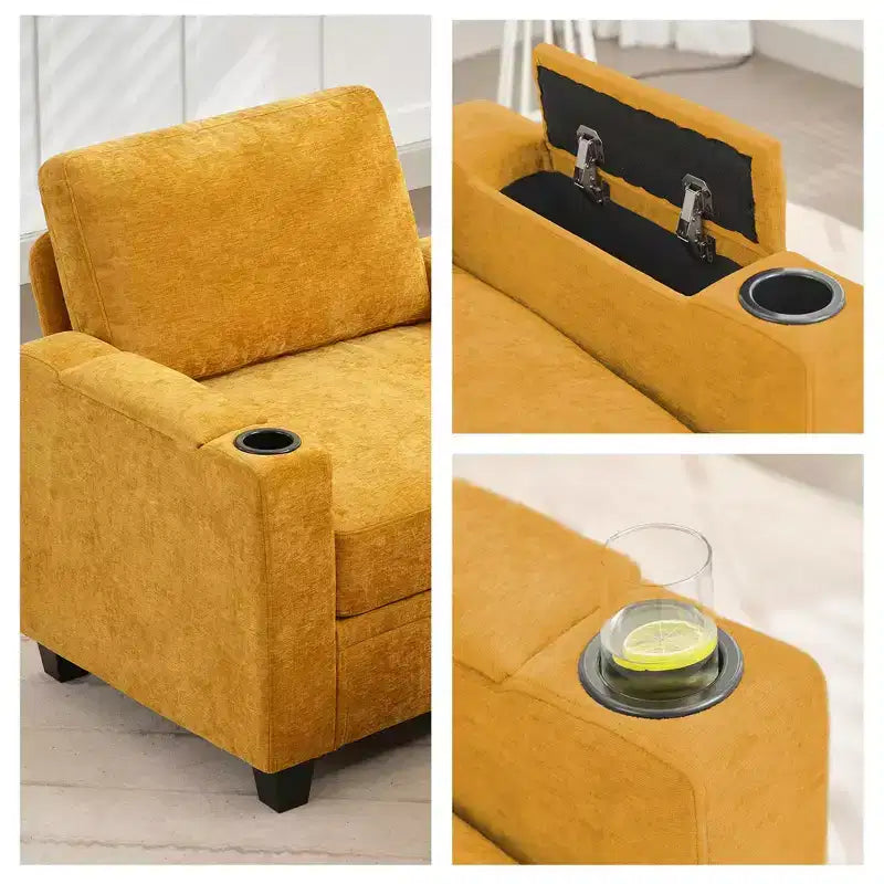 Upholstered Chenille Storage Reception Loveseat for Living Room Bedroom