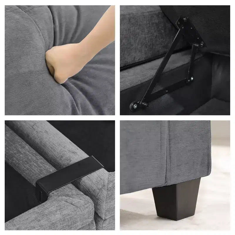 Upholstered Chenille Storage Reception Loveseat for Living Room Bedroom