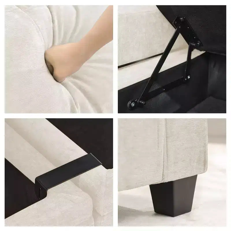 Upholstered Chenille Storage Reception Loveseat for Living Room Bedroom
