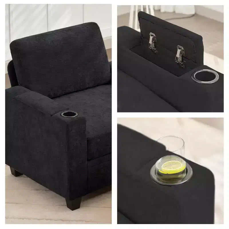 Upholstered Chenille Storage Reception Loveseat for Living Room Bedroom